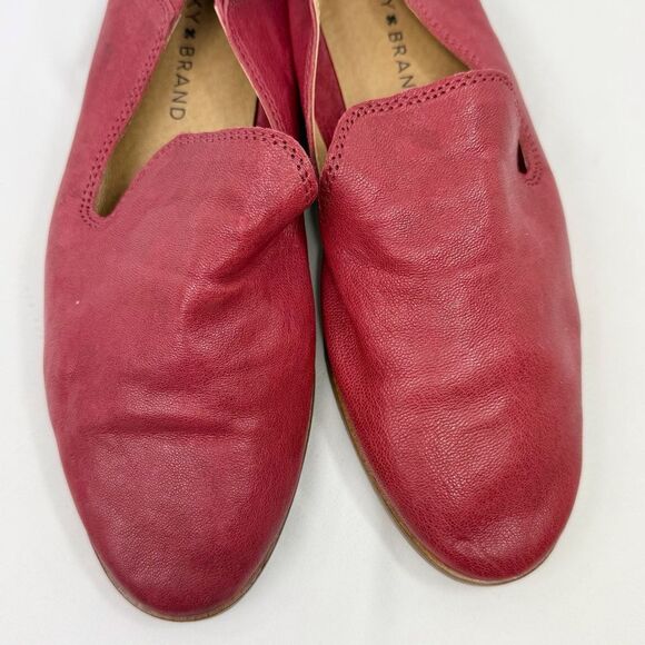 Lucky Brand Cahill Red Soft Structure Leather Slip On Low Heel Loafer Flats - Picture 8 of 15